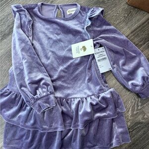 Purple Velvet Ruffle Dress